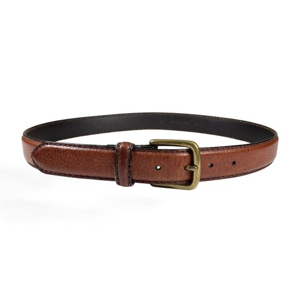Fossil Mens Leather Belt 36 Brown Brass Buckle Pebbled Casual Work Adjustable - Picture 1 of 9